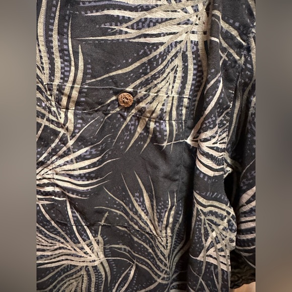 Joseph & Feiss s/s printed shirt. Black/Olive/Tan size 3XLT. 100% Silk - Picture 7 of 11